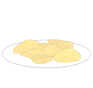お皿に盛るポテトチップスのイラスト