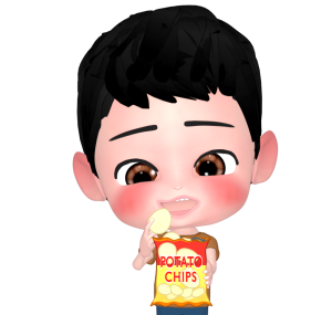 ポテトチップスを食べる子供のイラスト