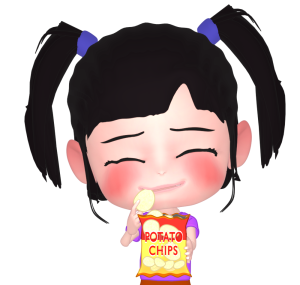 ポテトチップスを食べる女の子のイラスト
