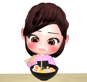 ラーメンを食べる女の子のイラスト