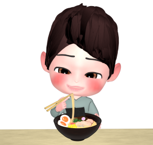 ラーメンを食べる人のイラスト