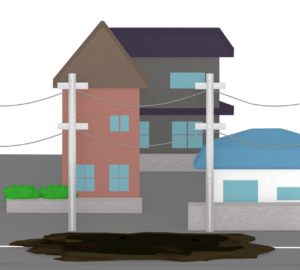 道路陥没のイラスト