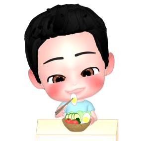サラダを食べる男の子のイラスト