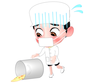 給食をこぼす給食当番のイラスト