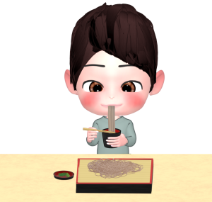 そばを食べる人のイラスト