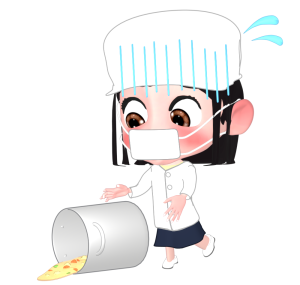 こぼす学校給食当番のイラスト