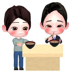 立って食べる蕎麦屋のイラスト