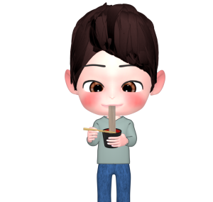 立ち食いそばを食べる人のイラスト