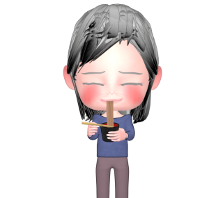 立ち食い蕎麦を食べるおばあちゃんのイラスト