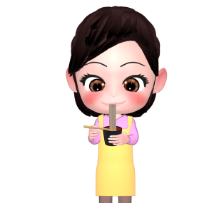 立ち食いそばを食べる主婦のイラスト