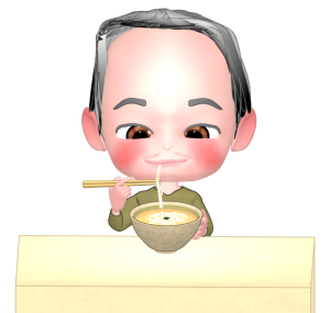 うどんを食べる高齢者のイラスト