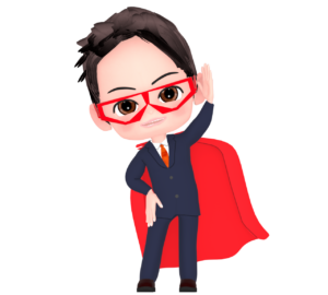 準備体操をするスーパーサラリーマンのイラスト
