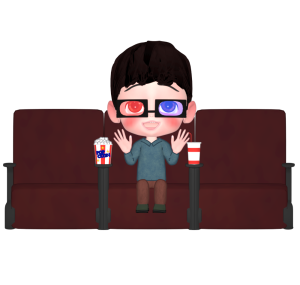3Dメガネで映画を見る人のイラスト