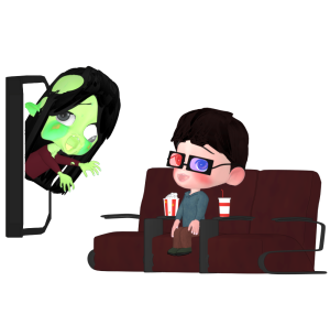 3D映画を楽しむ人のイラスト