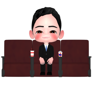 仕事帰りに映画を見るサラリーマンのイラスト