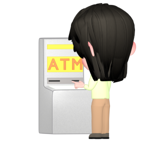 ATMを使う人のイラスト