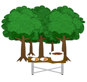 キャンプカレー作りのイラスト