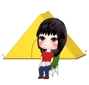 キャンプチェアでのんびりとする女性のイラスト