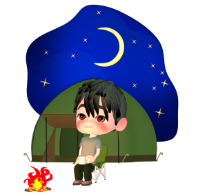 キャンプでくつろぐ男性のイラスト