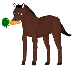 人参を食べる馬のイラスト