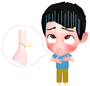 喉に魚の骨が刺さった子供のイラスト