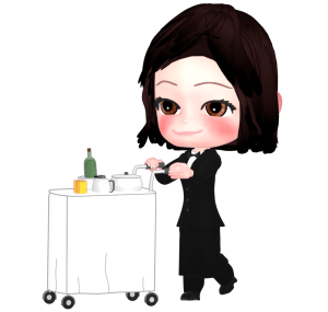 料理を運ぶルームサービスのイラスト