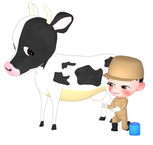 牛の乳搾りのイラスト
