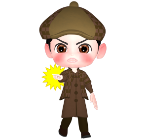 犯人を指差す探偵のイラスト
