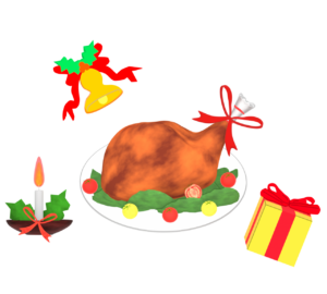 かわいいクリスマスチキンのイラスト