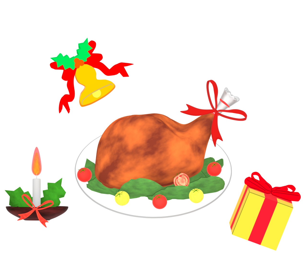 かわいいクリスマスチキンのイラスト