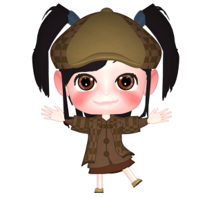 探偵の衣装を着るかわいい女の子のイラスト