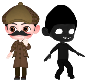 探偵と犯人のイラスト