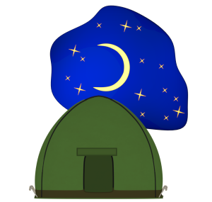 夜のドーム型テントのイラスト