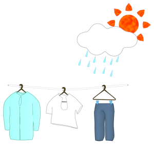 天気雨に干された洗濯物のイラスト
