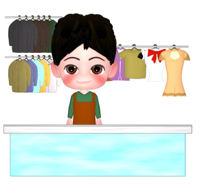 クリーニング店の受付のイラスト