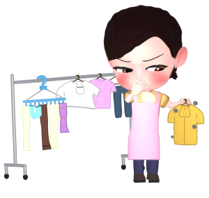 部屋干しで臭うイラスト