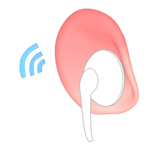 耳とワイヤレスイヤホンのイラスト