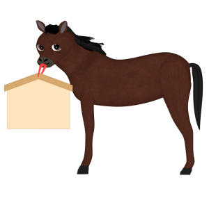 絵馬を咥える馬のイラスト