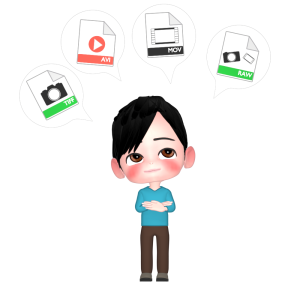 拡張子のファイルを選ぶ人のイラスト