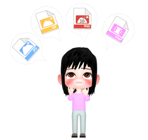 拡張子のファイル形式を選ぶ女の子のイラスト