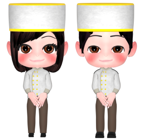 正面を向くホテルマンのイラスト