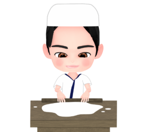 手打ちうどんの職人のイラスト