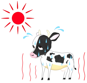 暑い牛のイラスト