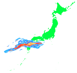 九州に発生した線状降水帯のイラスト