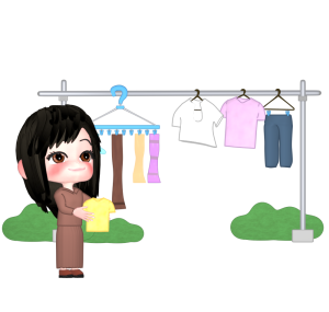 洗濯物を干す女性のイラスト