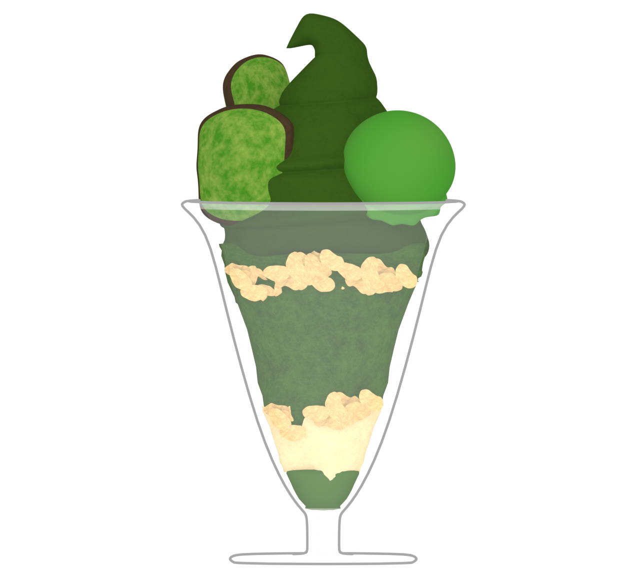 抹茶パフェのイラスト