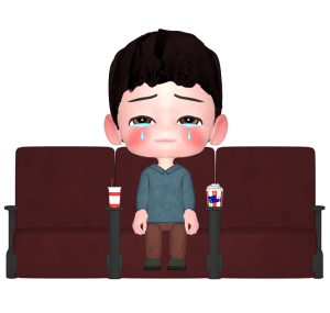 映画を見て泣く人のイラスト