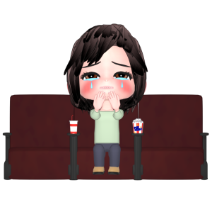 映画を見て感動する女性のイラスト
