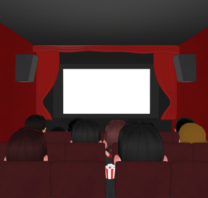 映画を見る人達のイラスト