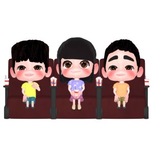 映画を見る子供たちのイラスト